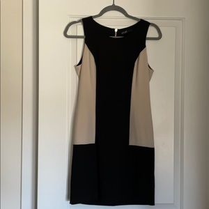Black and tan cocktail dress